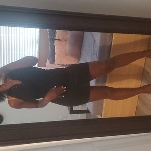 Open back mini ribbed cotton/polyester dress